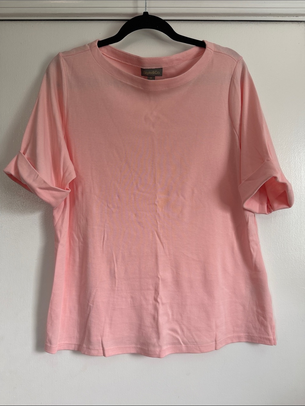 Style & Co. Light Pink Rolled Sleeve Tee